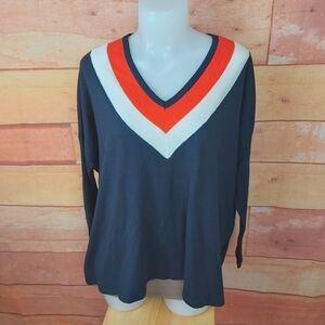 Tommy HILFIGER slouchy drop shoulder cotton blend v neck oversized XS